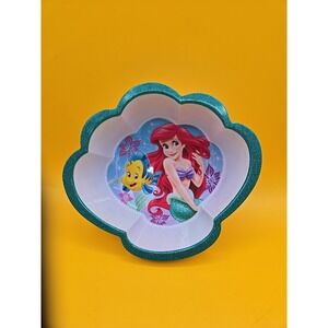 Disney Store The Little Mermaid Ariel Flounder Shell Shaped Bowl Glitter Rim Exc
